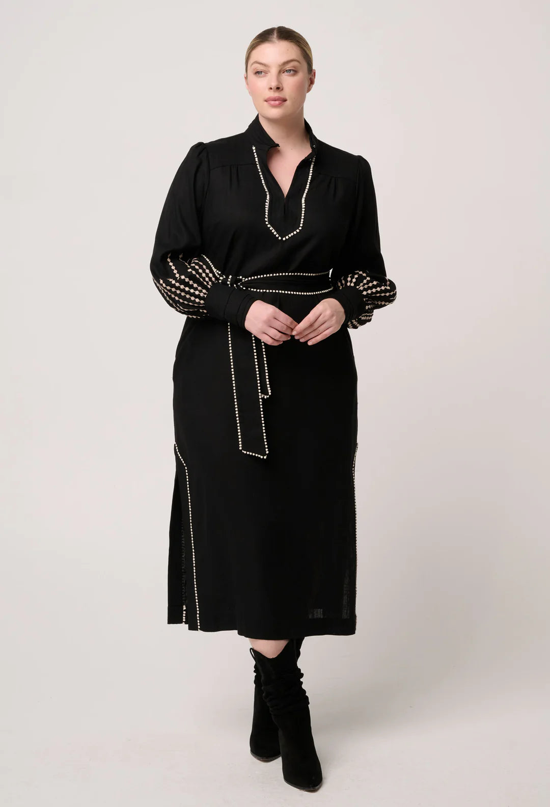 Belted midi dress