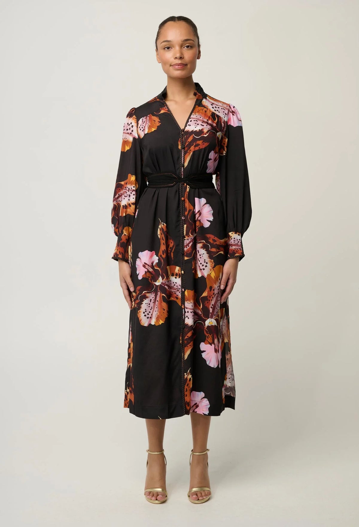 Meredith Viscose Column Midi Dress in Sunset Orchid