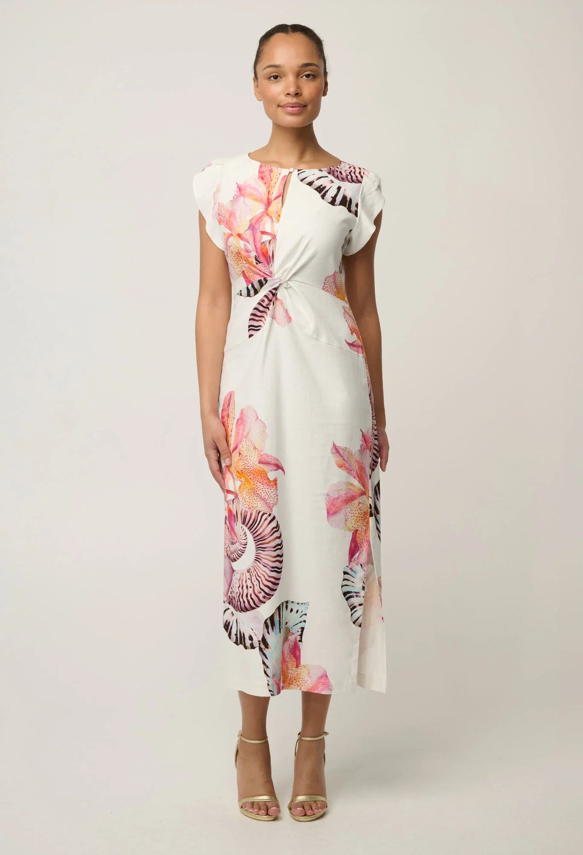 Geneva Twist Column Dress - Nautilus Bloom