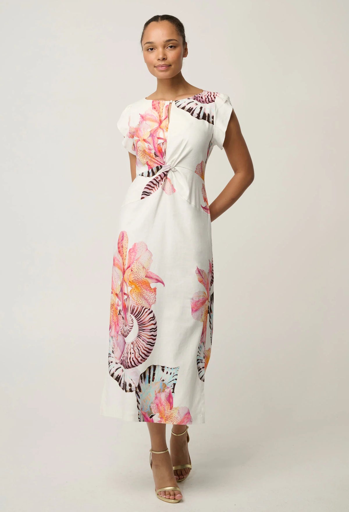 Geneva Twist Column Dress - Nautilus Bloom