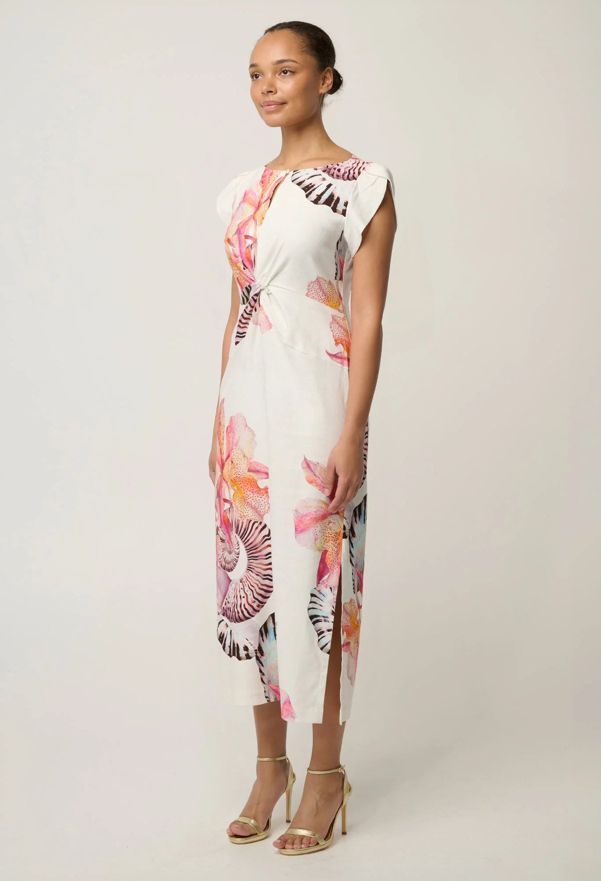Geneva Twist Column Dress - Nautilus Bloom