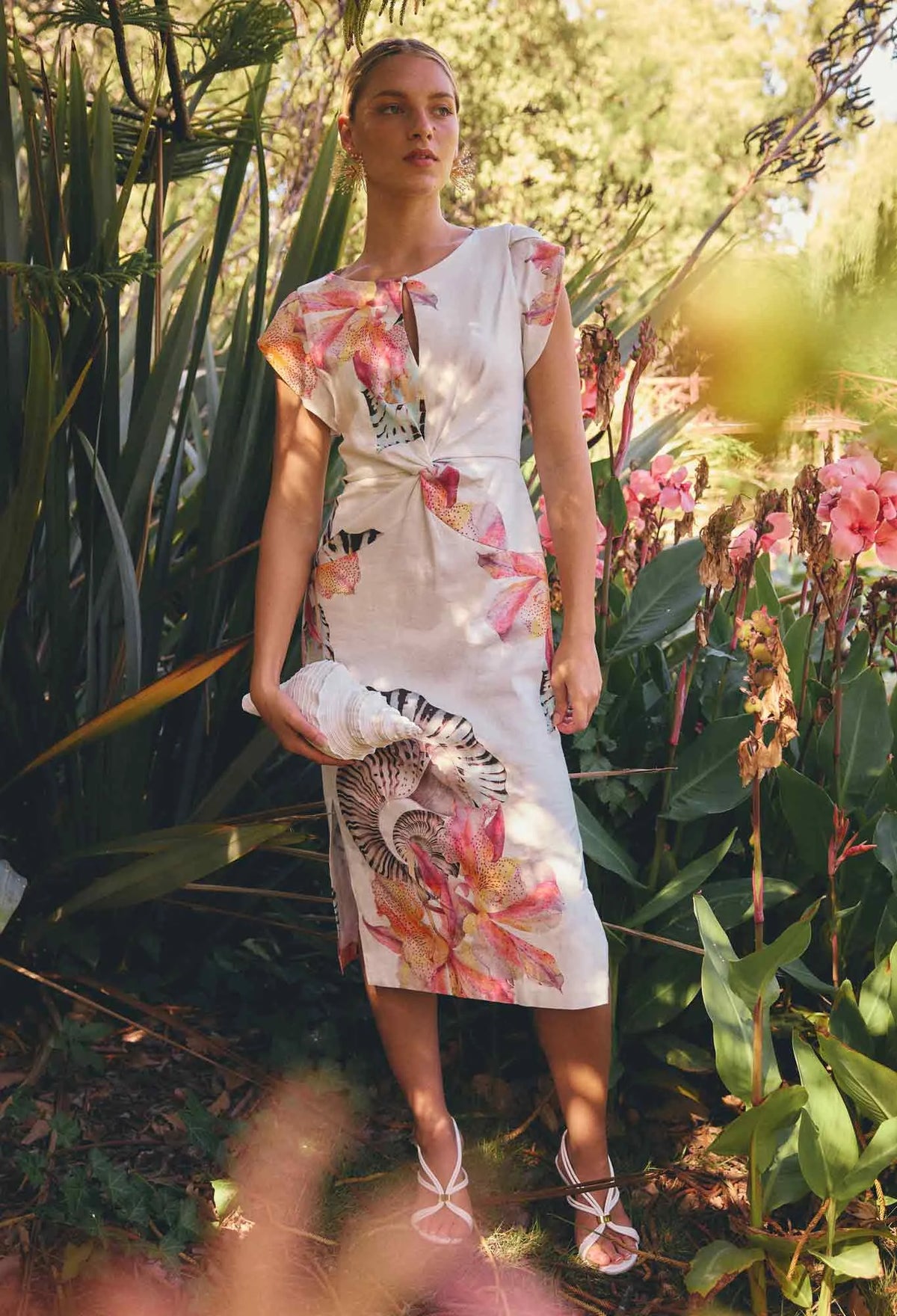 Geneva Twist Column Dress - Nautilus Bloom