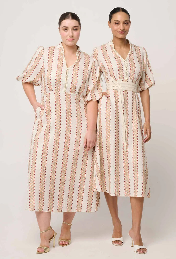 Marcelle Braided Trim Dress - Gilded Frond