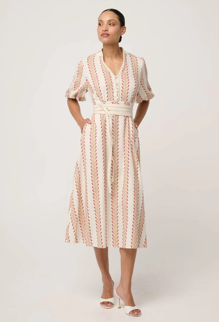 Marcelle Braided Trim Dress - Gilded Frond