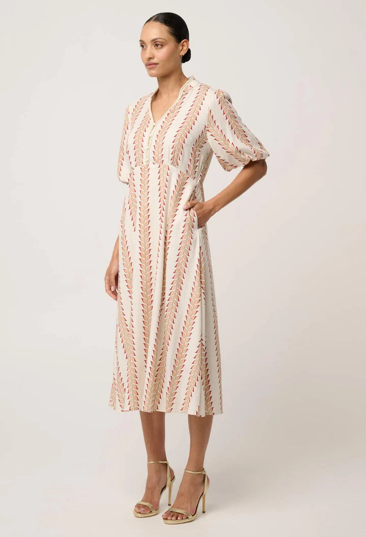 Marcelle Braided Trim Dress - Gilded Frond