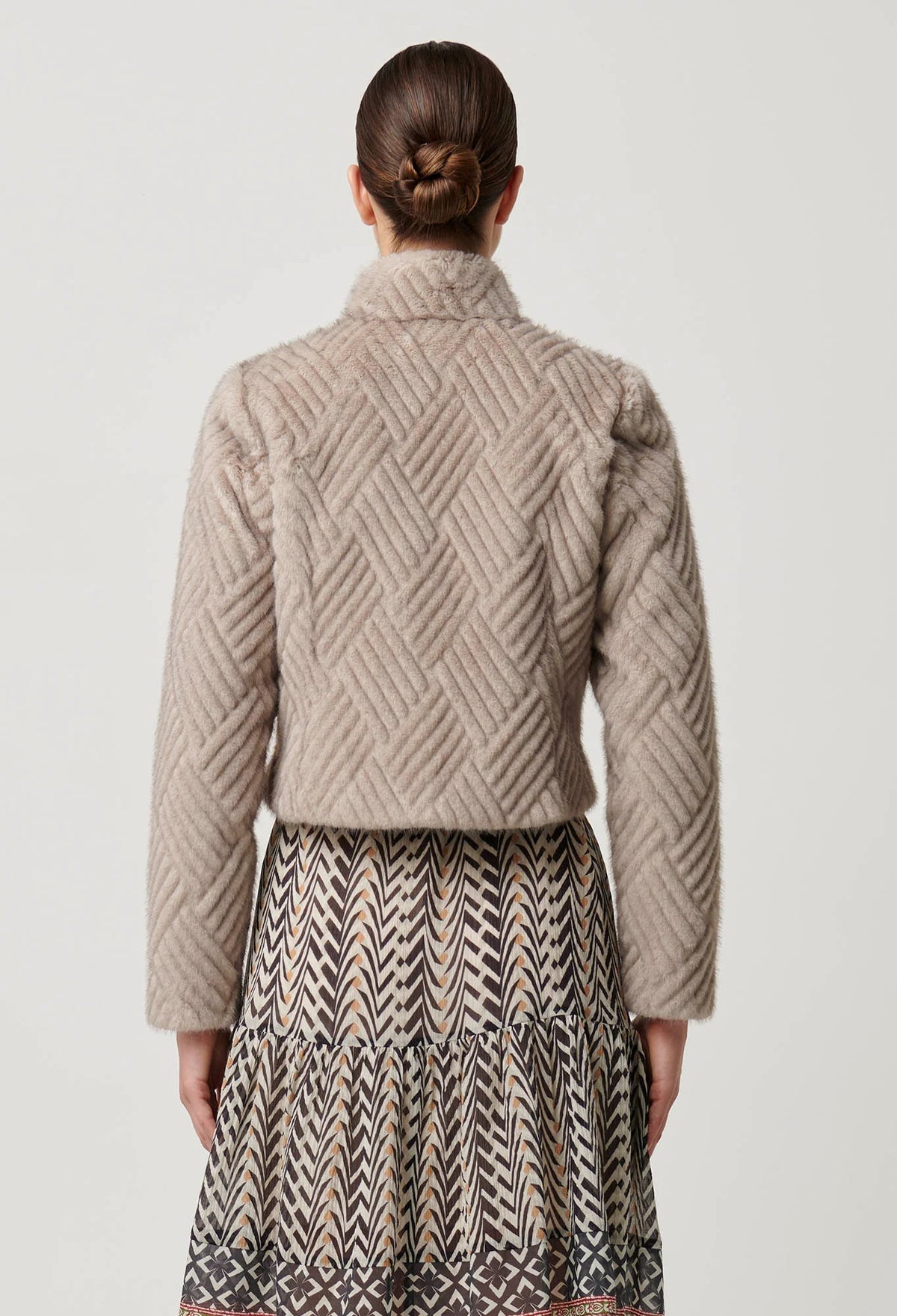 Clover Faux Fur Cropped Jacket - Oat