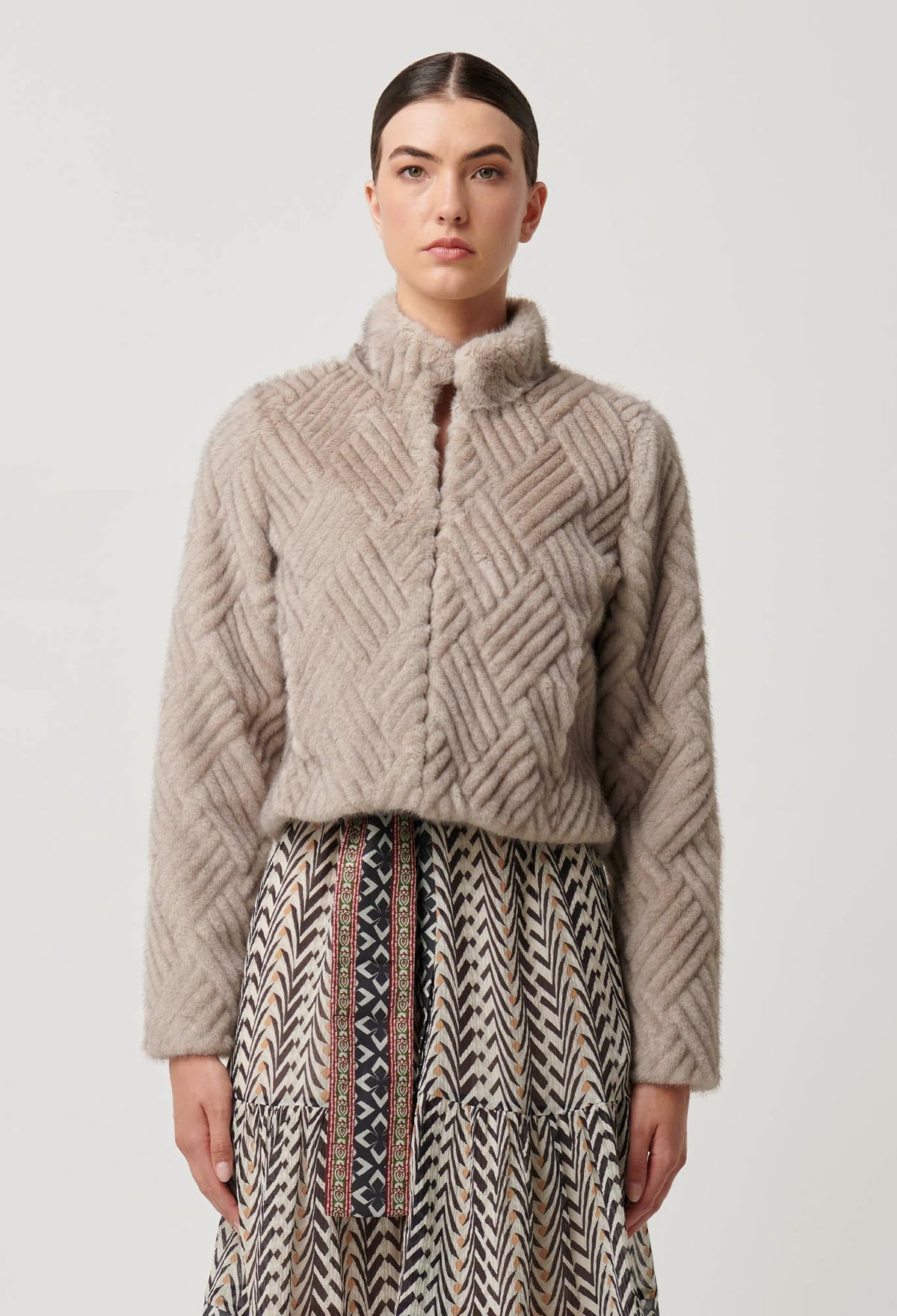 Clover Faux Fur Cropped Jacket - Oat