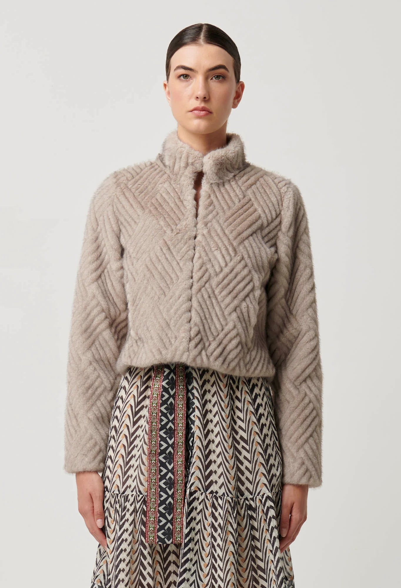 Clover Faux Fur Cropped Jacket - Oat