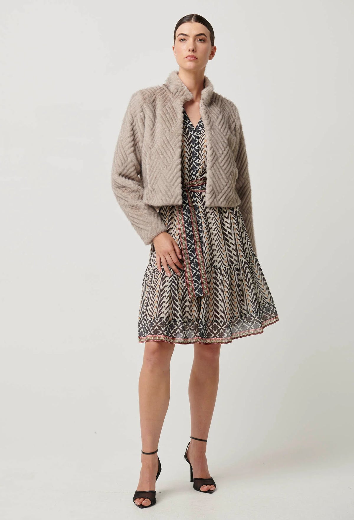 Clover Faux Fur Cropped Jacket - Oat