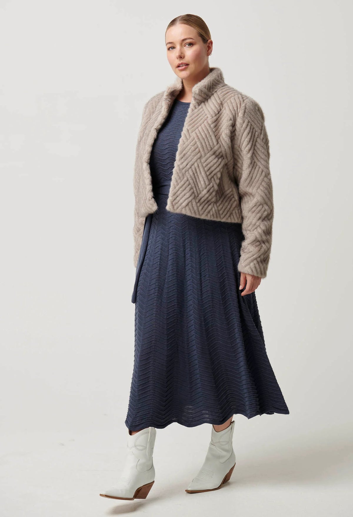 Clover Faux Fur Cropped Jacket - Oat