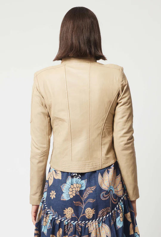 Lyra Leather Jacket - Oatmeal
