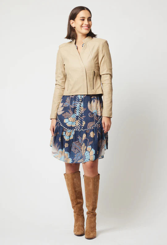 Lyra Leather Jacket - Oatmeal