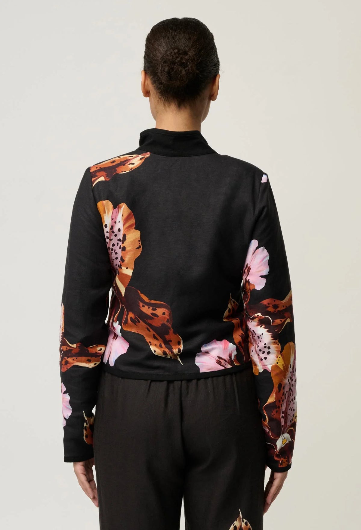 Delray Reversible Linen Jacket - Sunset Orchid/Noir Orchid