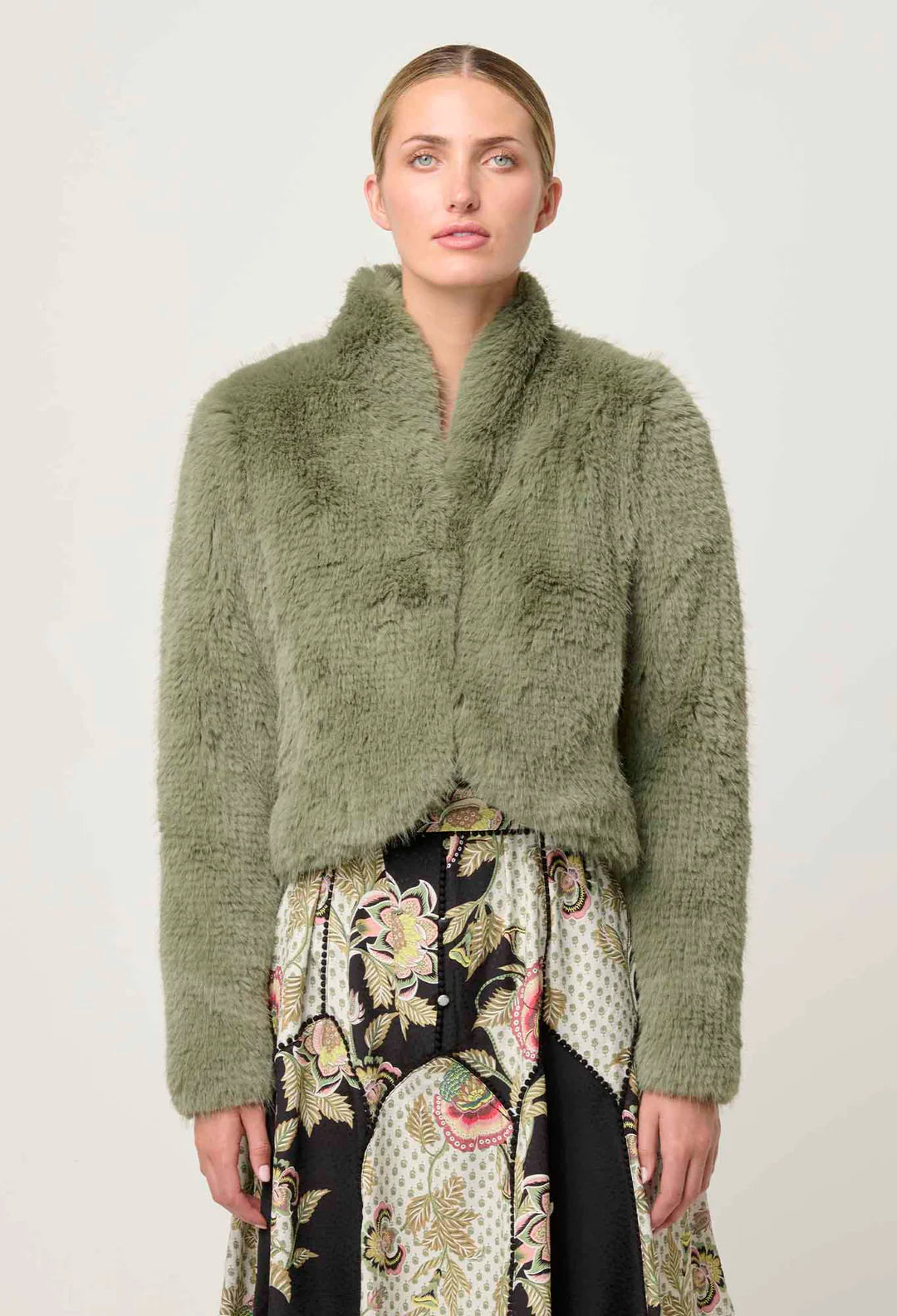 Reina Faux Fur Jacket - Jade Mist