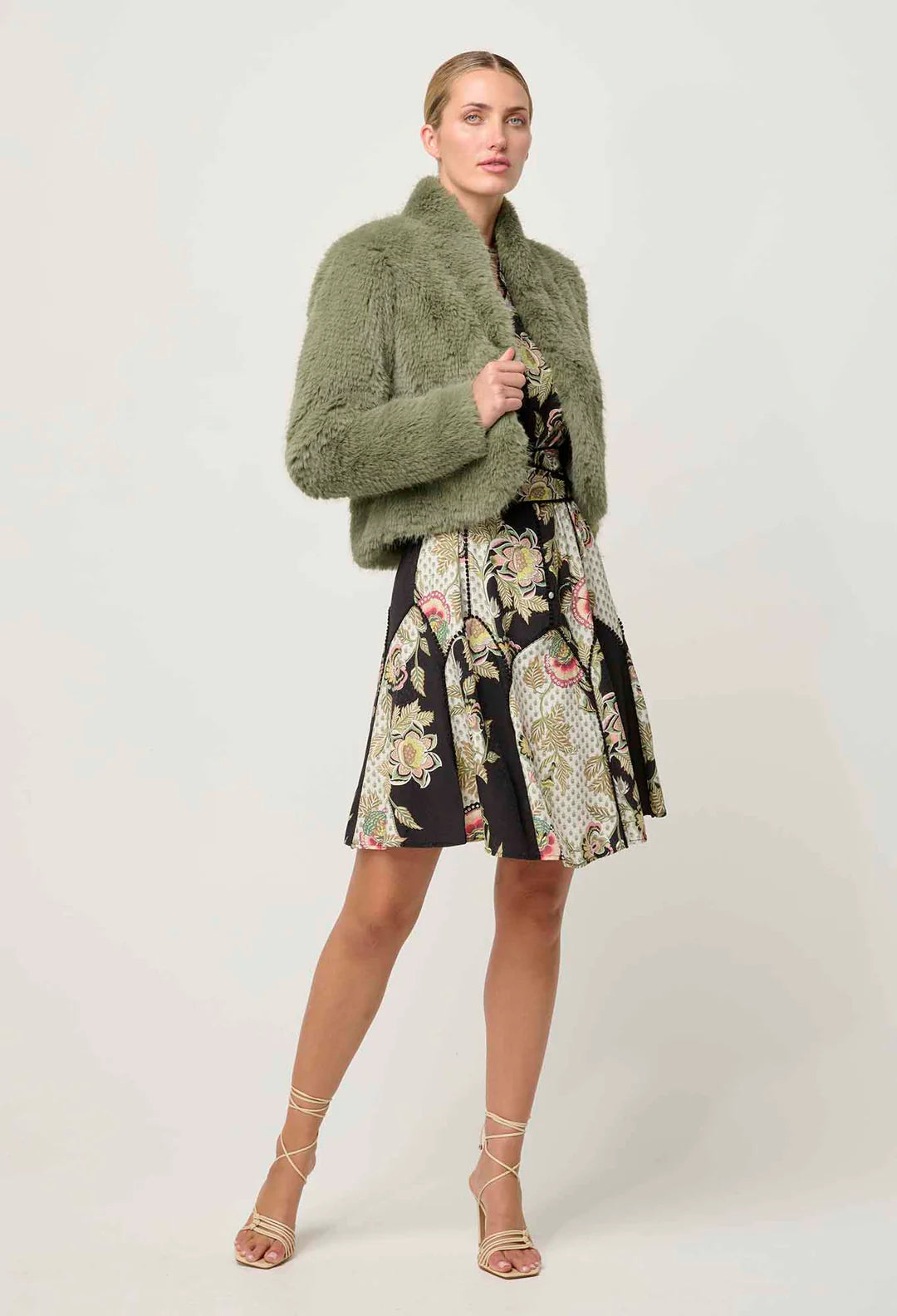 Reina Faux Fur Jacket - Jade Mist