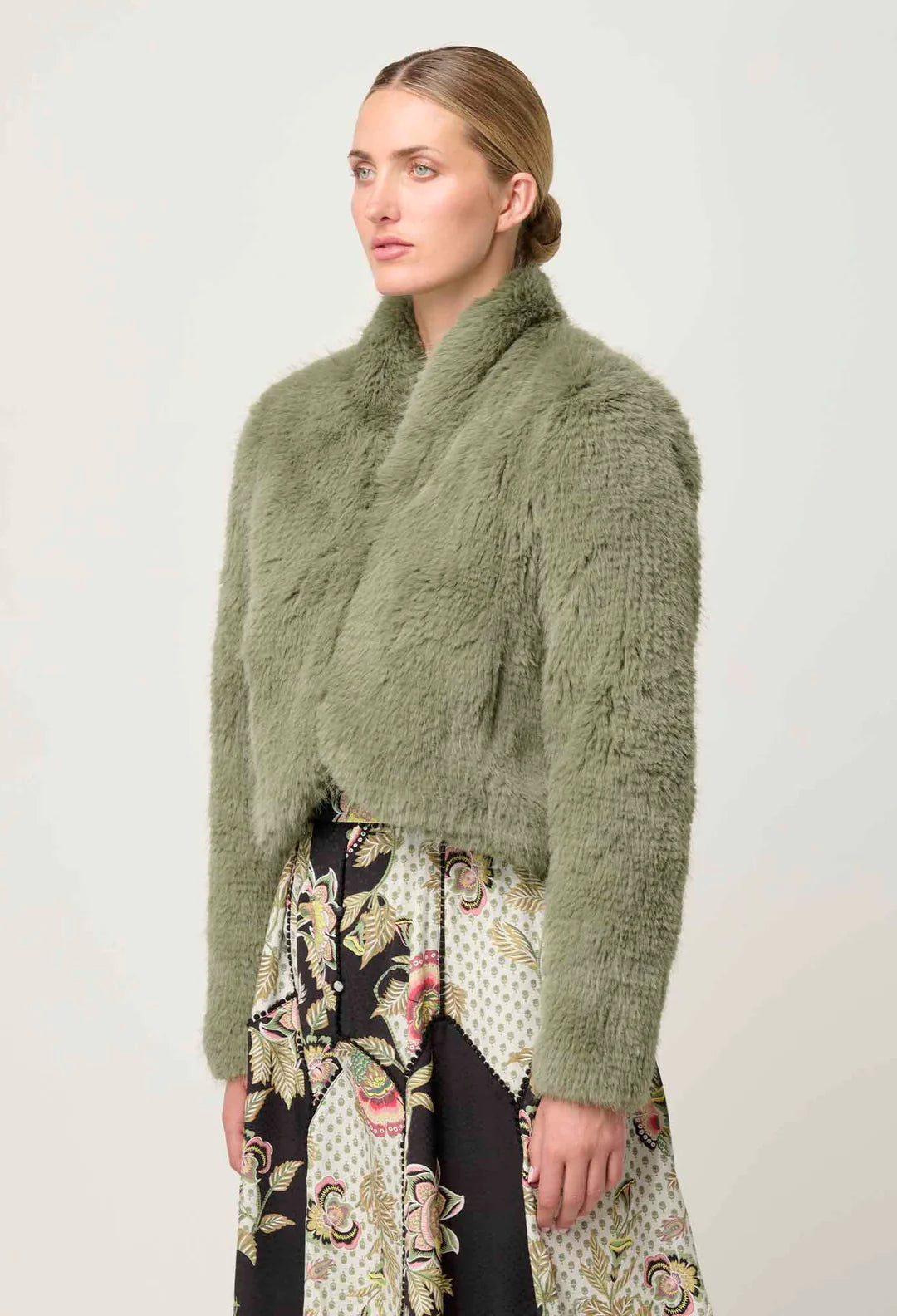 Reina Faux Fur Jacket - Jade Mist
