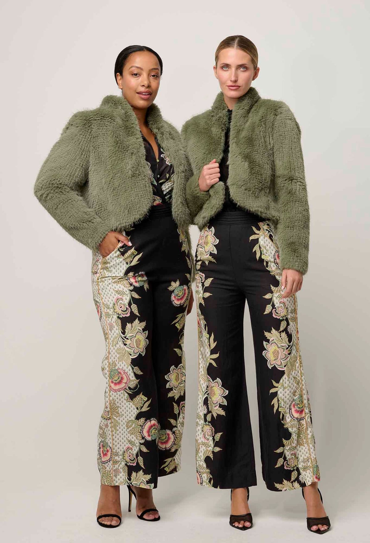 Reina Faux Fur Jacket - Jade Mist