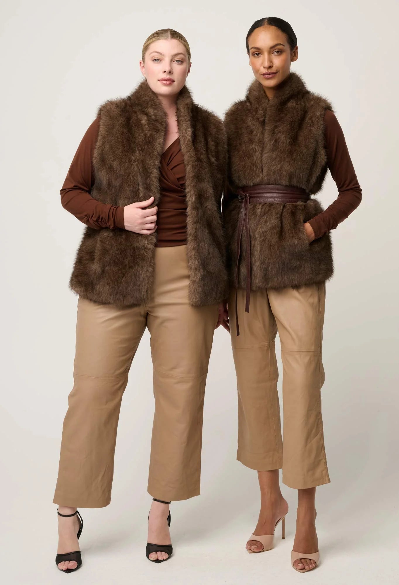 Hazel Faux Fur Vest - Walnut