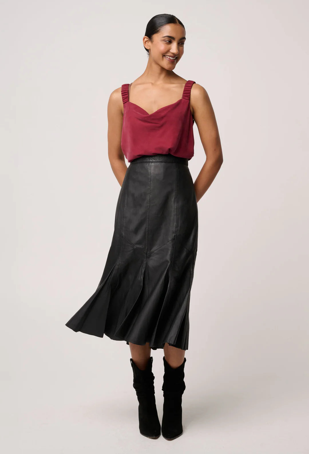 Gayle Leather Skirt - Black