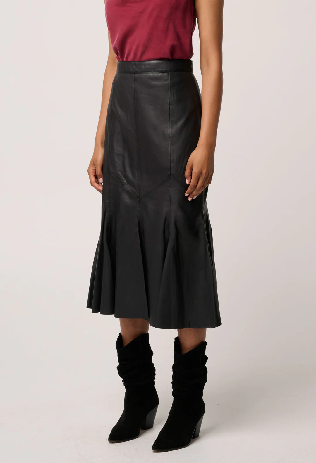 Gayle Leather Skirt - Black