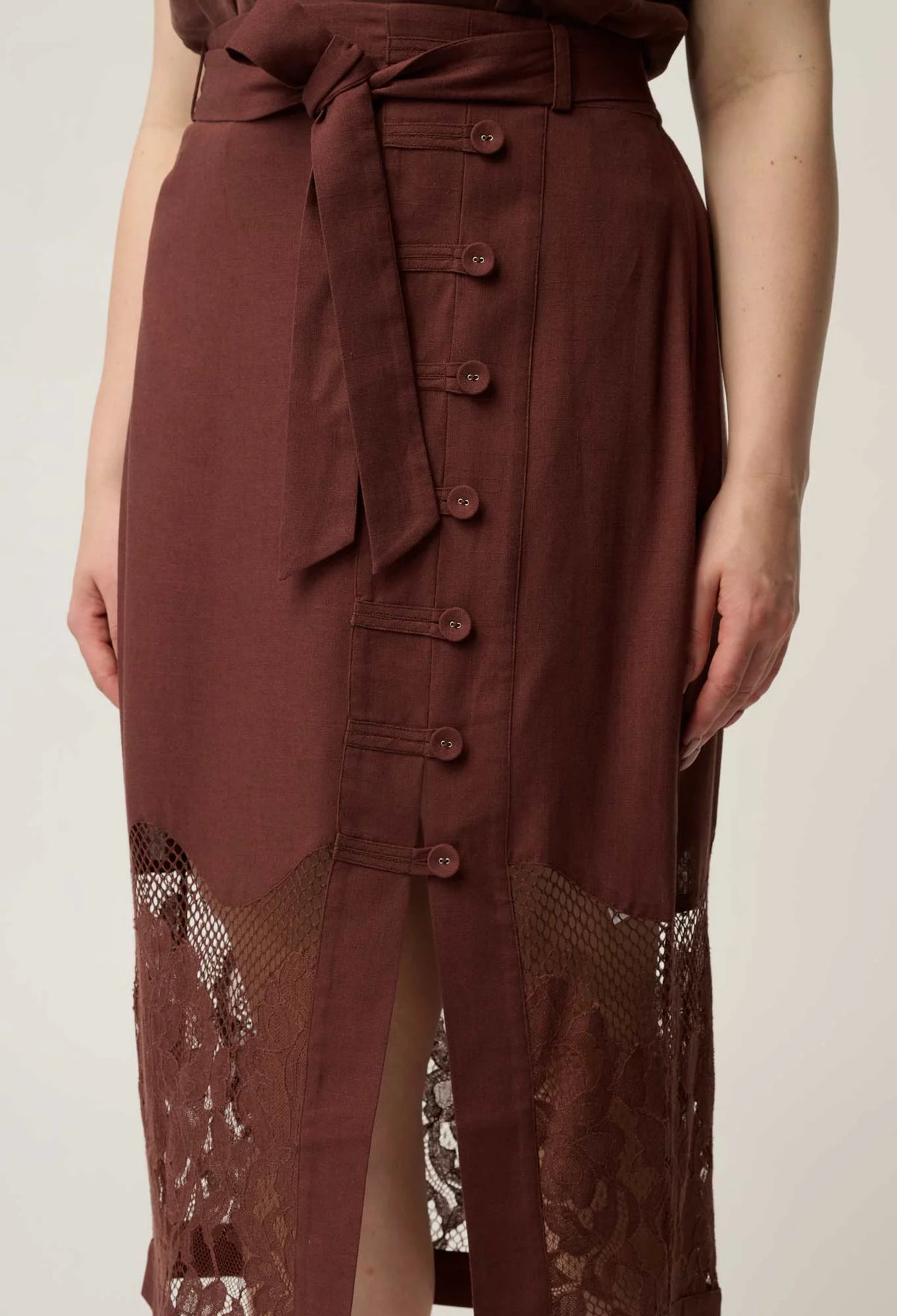 Solene Midi Skirt - Rosewood