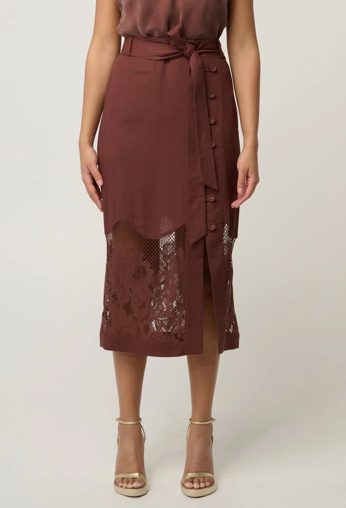 Solene Midi Skirt - Rosewood