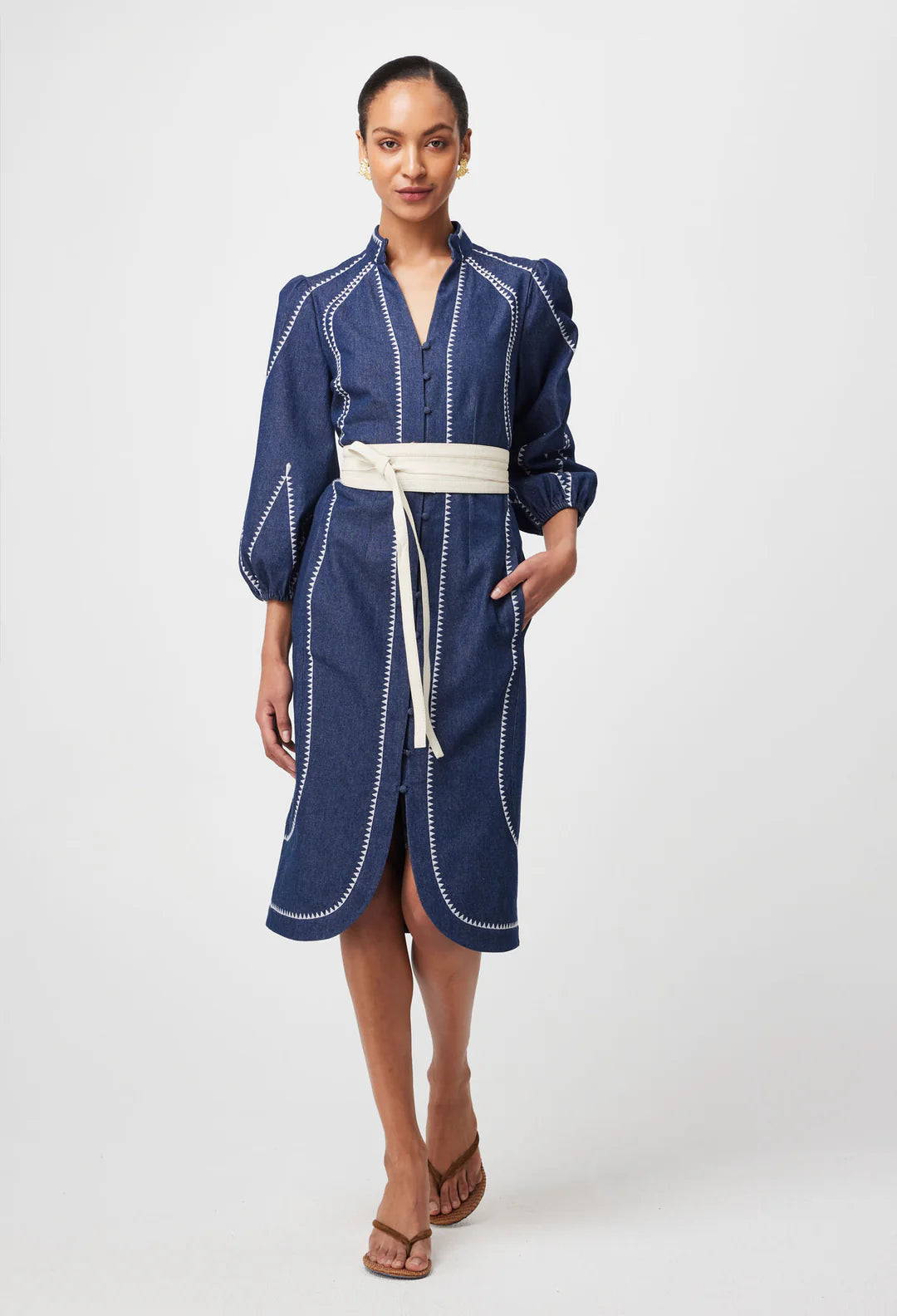 Swanson Embroidered Dress - Dark Denim