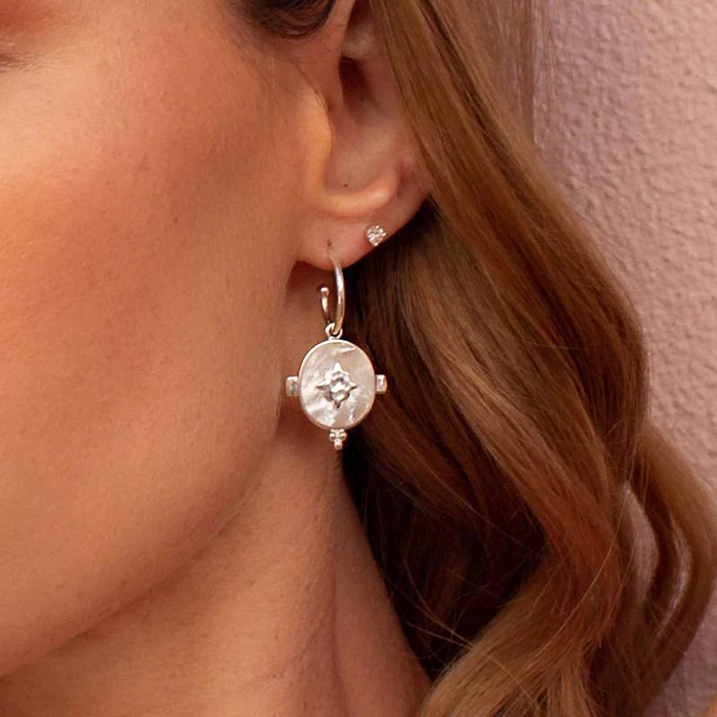 Oval Earrings with Mother Of Pearl - Sterling Silver