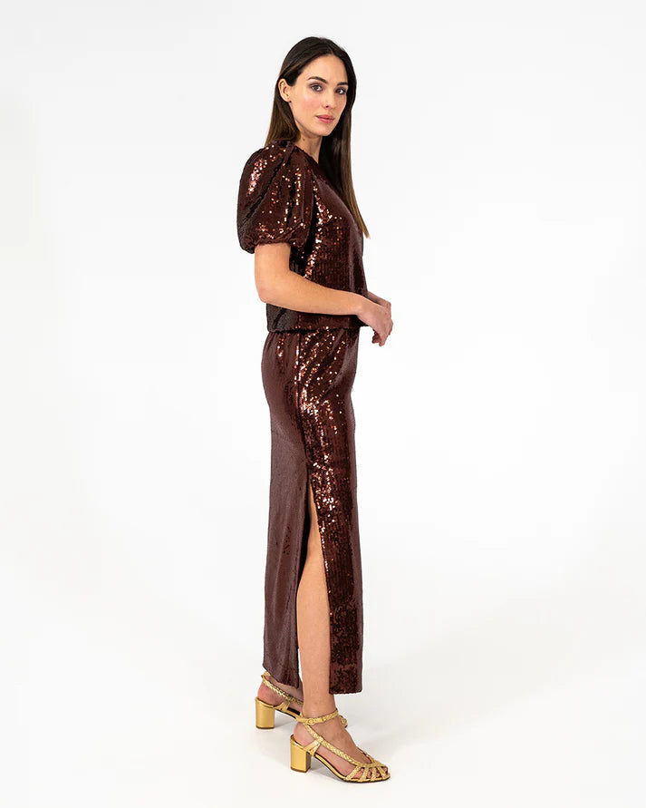 Quinn Maxi Skirt - Shiraz Sequin