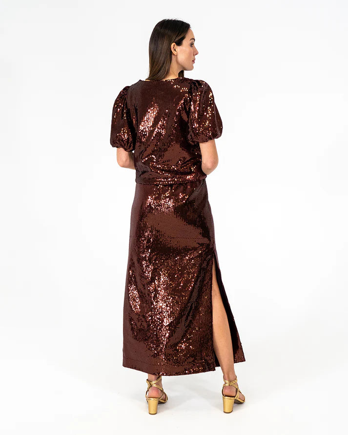 Quinn Maxi Skirt - Shiraz Sequin