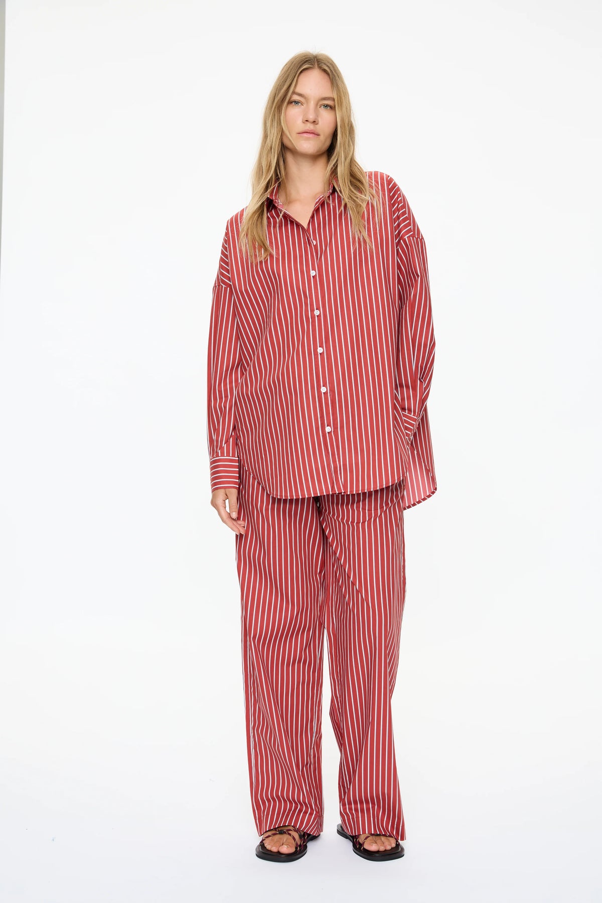 Mara Oversized LS Shirt - Henna/Azue/Natural