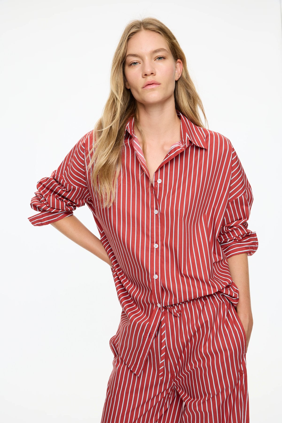Mara Oversized LS Shirt - Henna/Azue/Natural