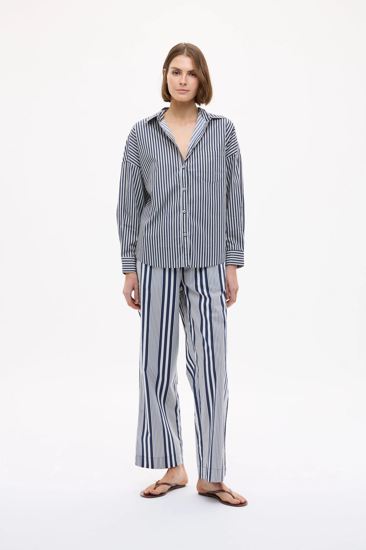 Chiara LS Shirt Stripes - Navy/Sponge/Natural