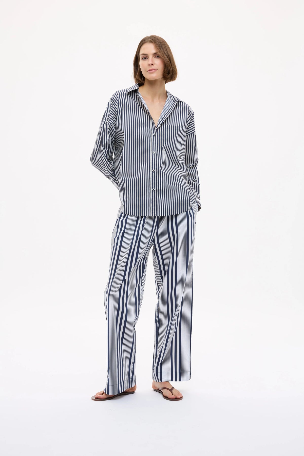 Chiara LS Shirt Stripes - Navy/Sponge/Natural