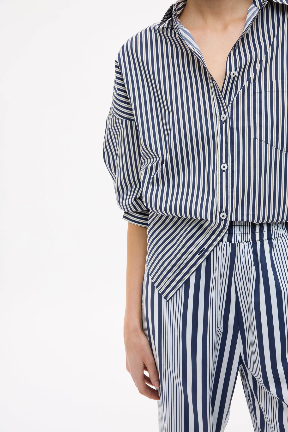 Chiara LS Shirt Stripes - Navy/Sponge/Natural