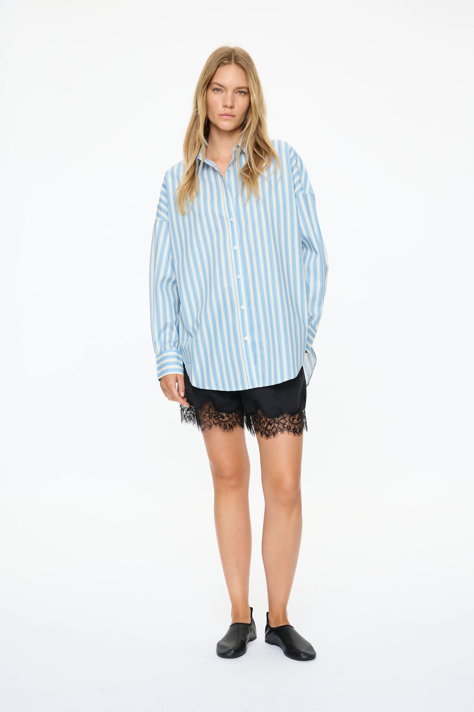 Mara LS Shirt - Sky/Navy/White