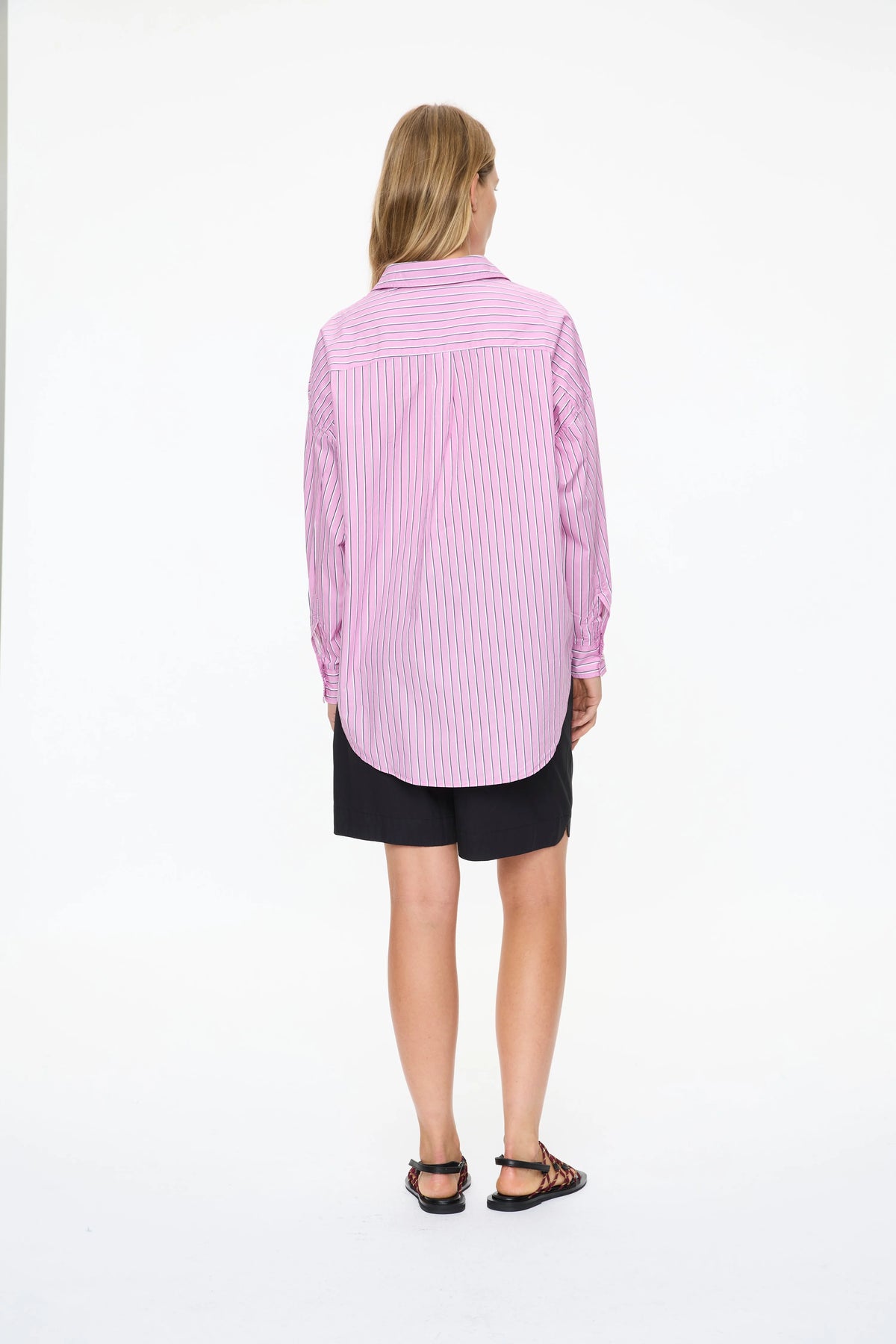 Mara Oversized LS Shirt - Rose Glow/Natural/Navy