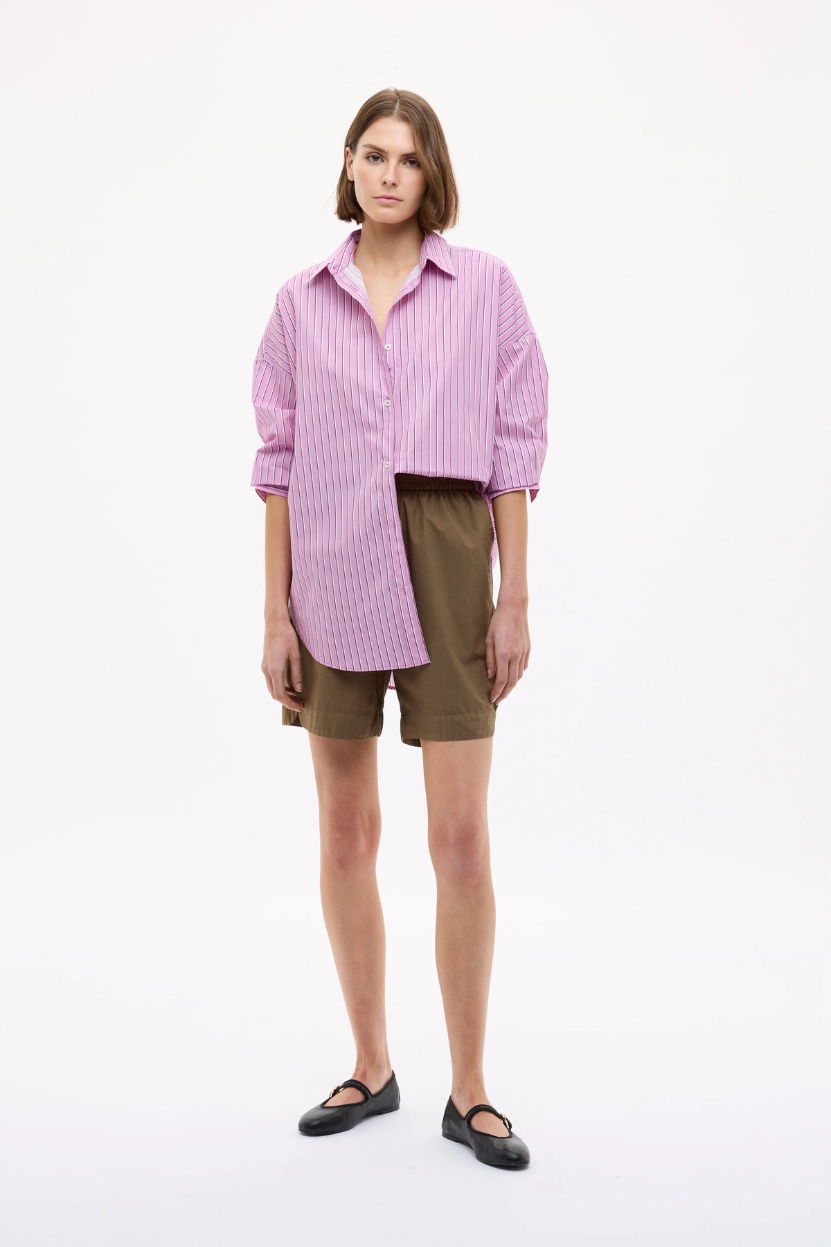 Mara Oversized LS Shirt - Rose Glow/Natural/Navy