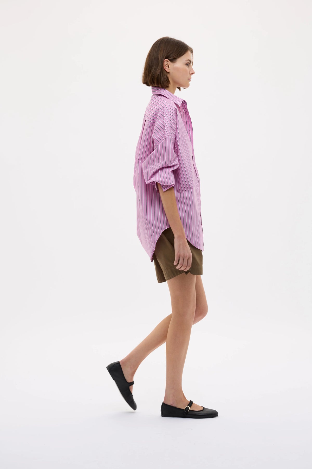Mara Oversized LS Shirt - Rose Glow/Natural/Navy