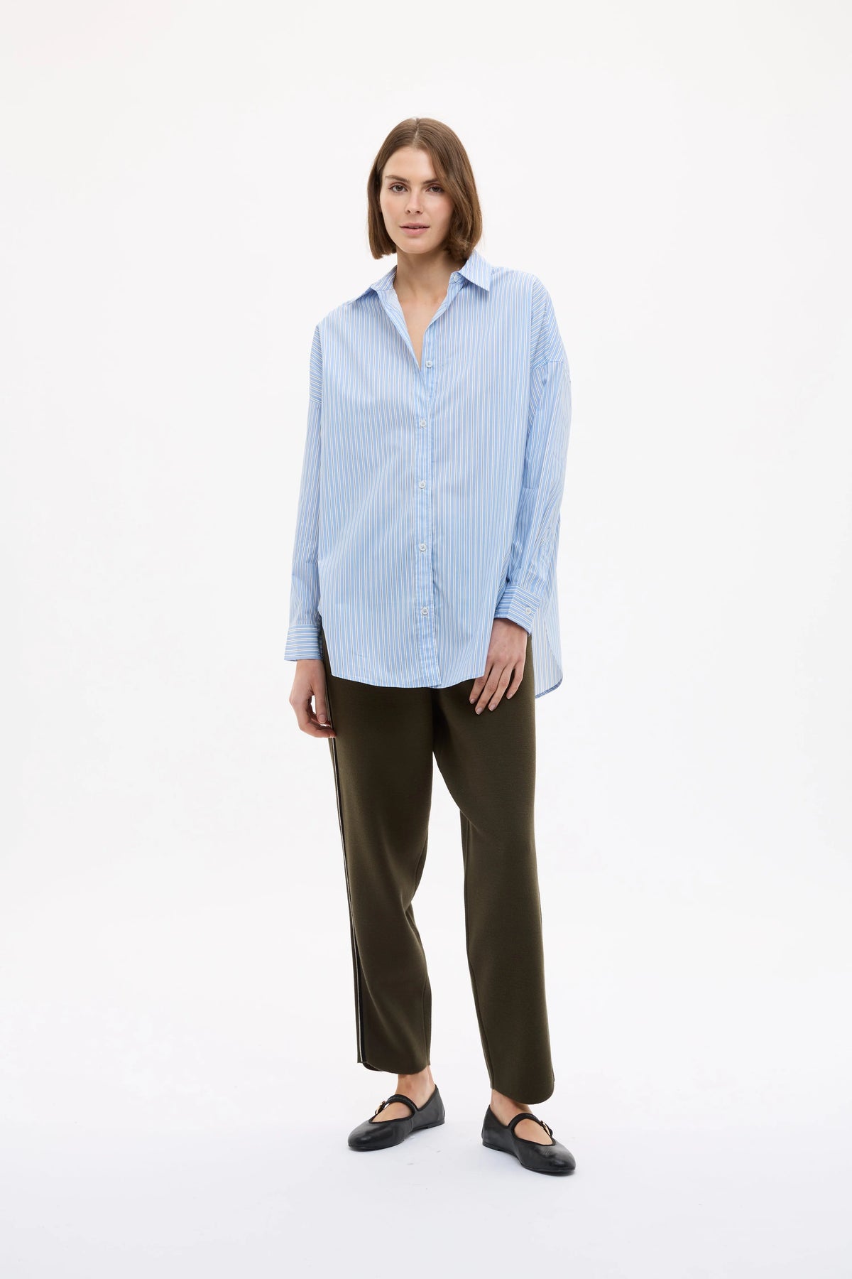 Mara Oversized LS Shirt - Sky/Natural/Navy