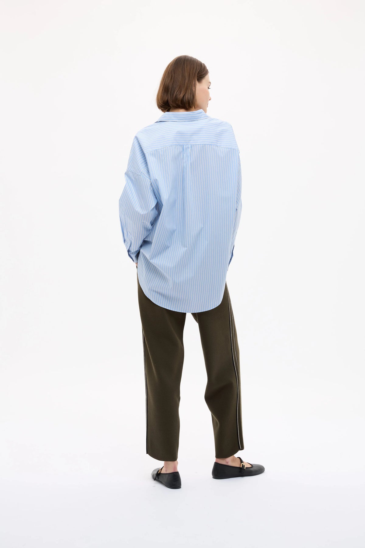 Mara Oversized LS Shirt - Sky/Natural/Navy
