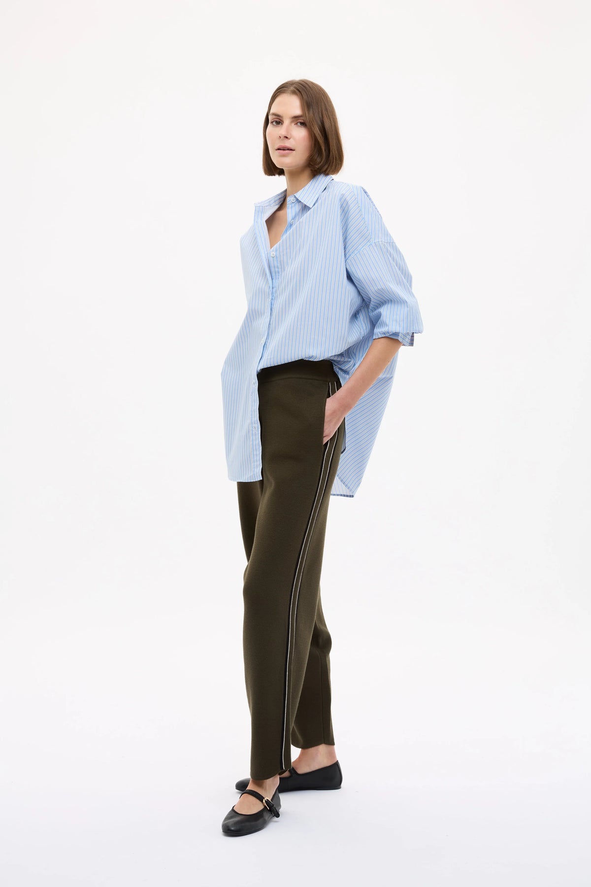 Mara Oversized LS Shirt - Sky/Natural/Navy
