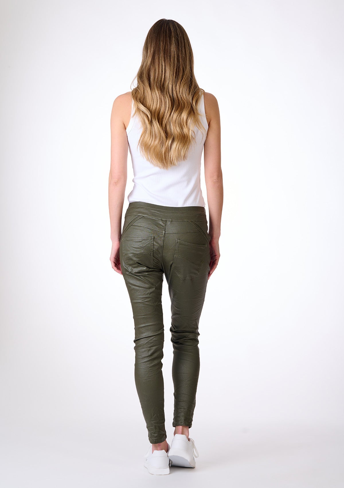 Bianco Silverbell Coated Pant - Olive
