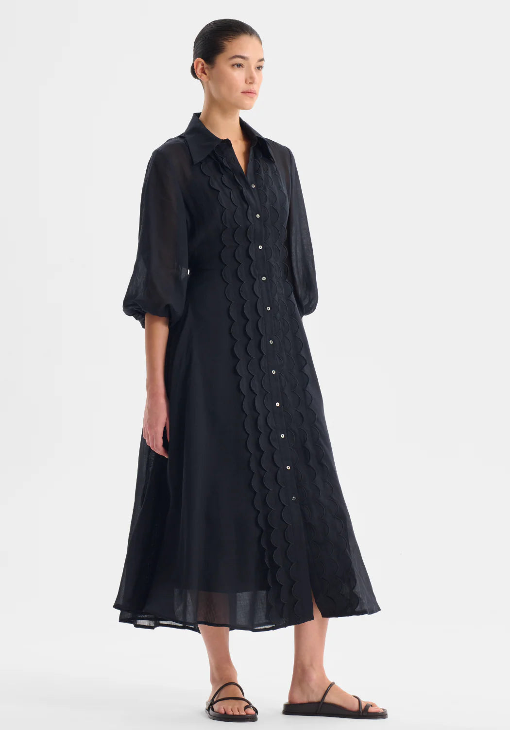 Scalloped Front Trim Dress