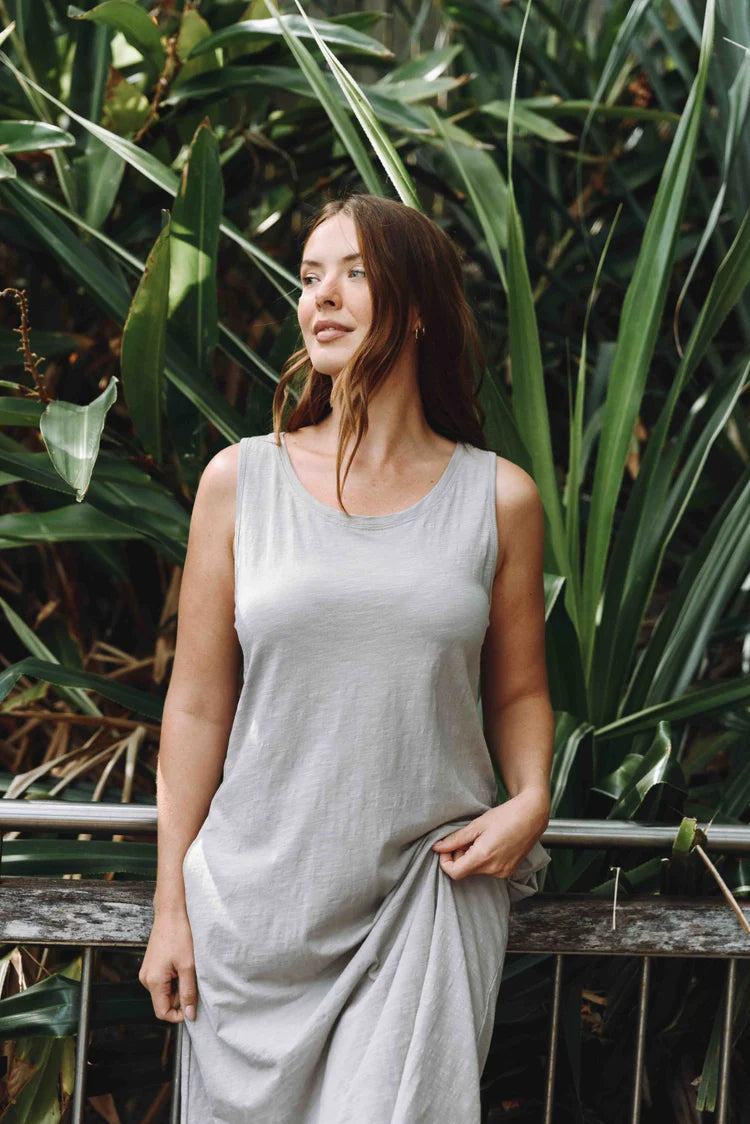 Shoreline Fine Slub Breeze Dress - Pebble