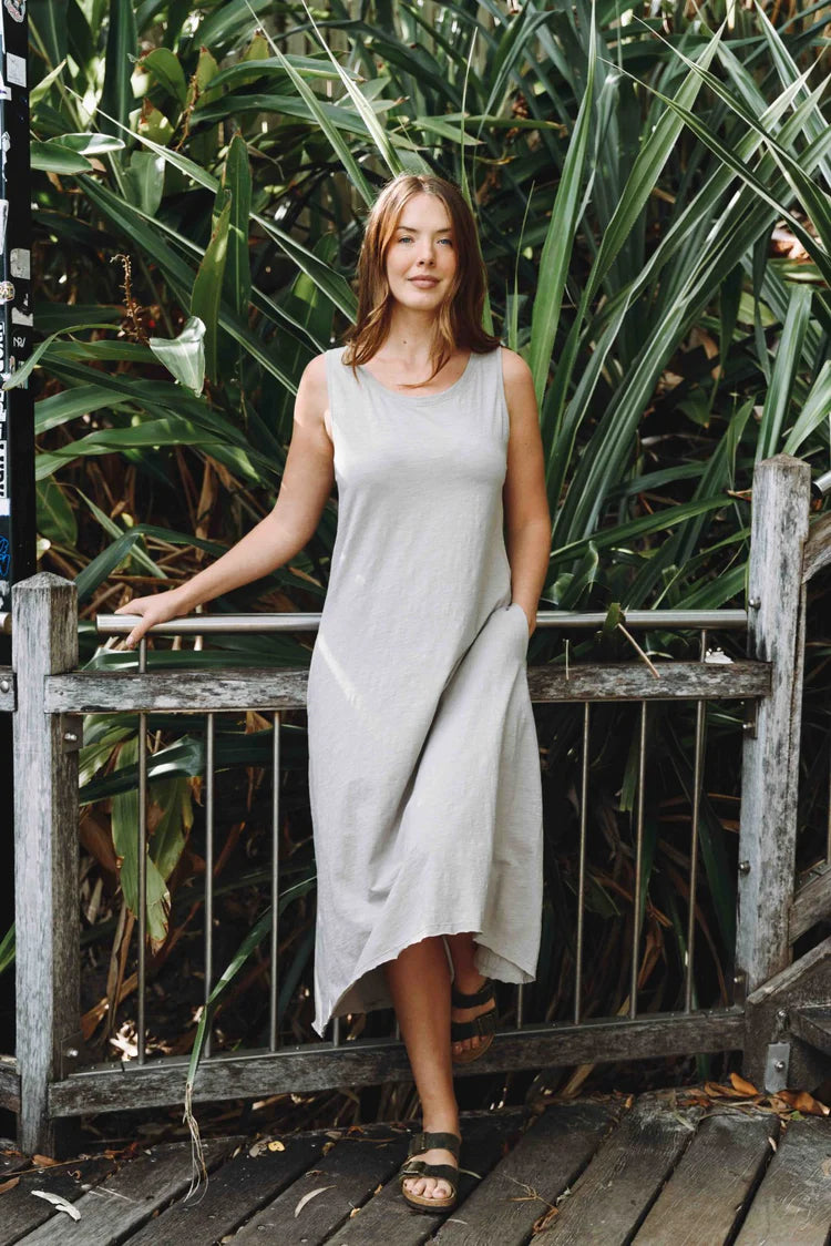 Shoreline Fine Slub Breeze Dress - Pebble