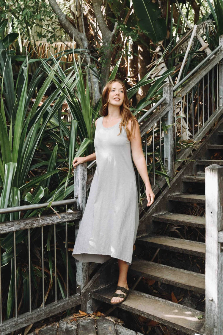 Shoreline Fine Slub Breeze Dress - Pebble