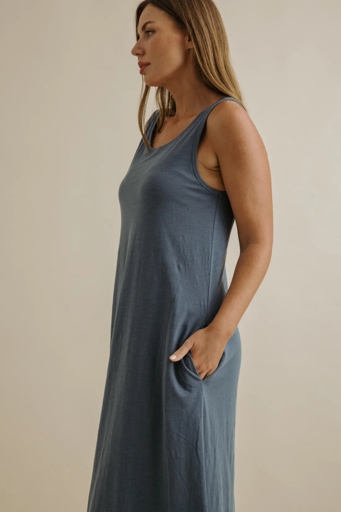 Shoreline Fine Slub Breeze Dress - Pool