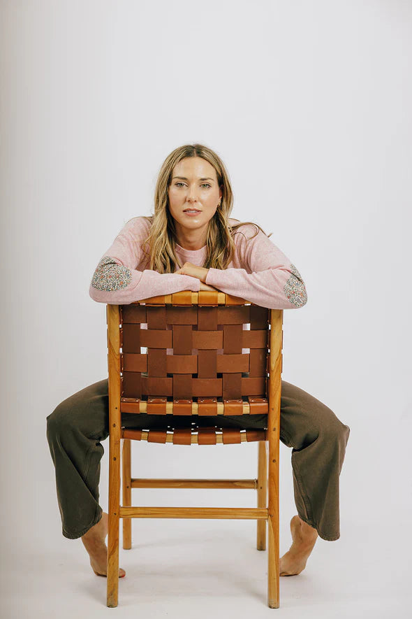 Swing Crew Knit w Liberty Patches - Pale Pink