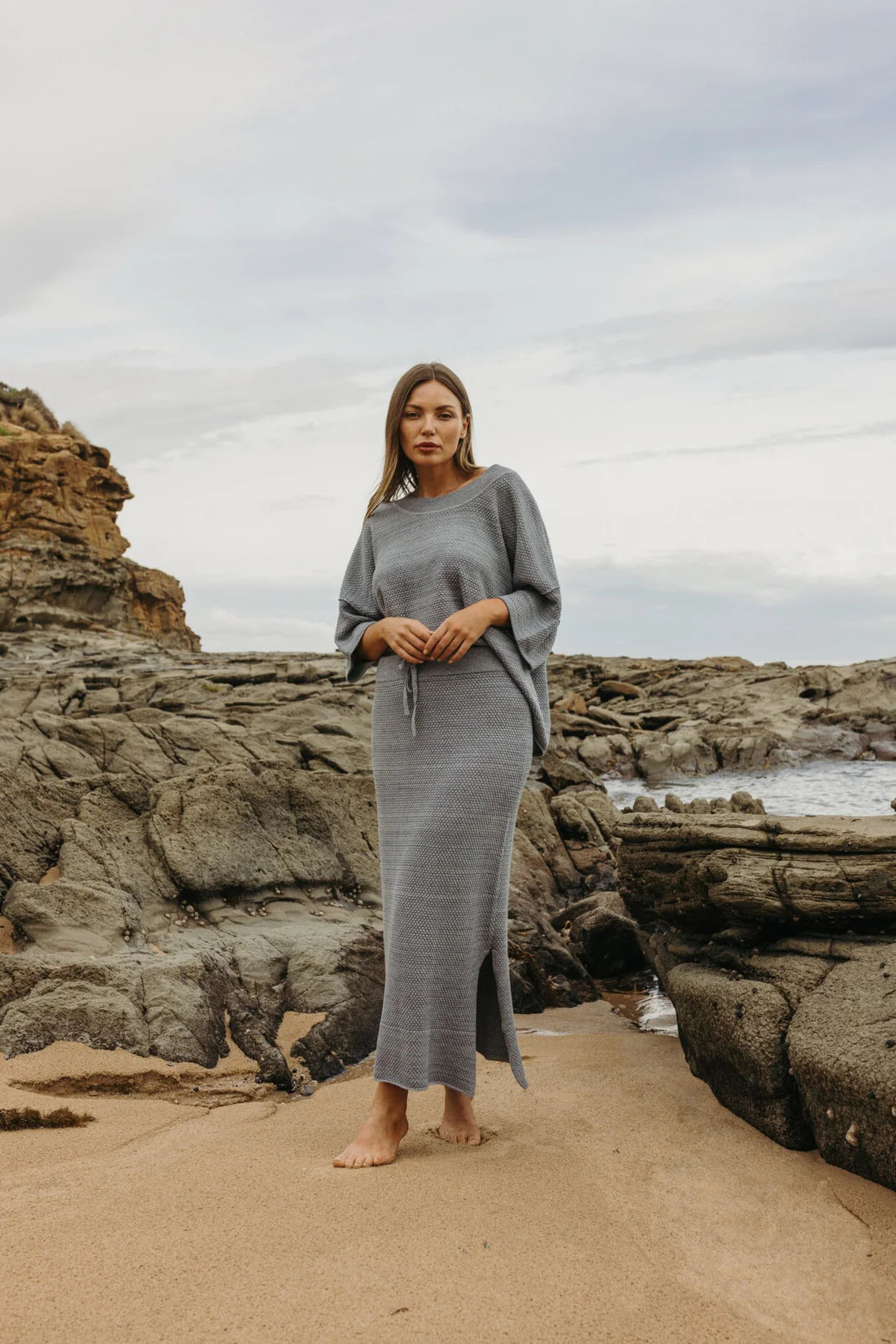 Coral Knitted Skirt - Sea Combo
